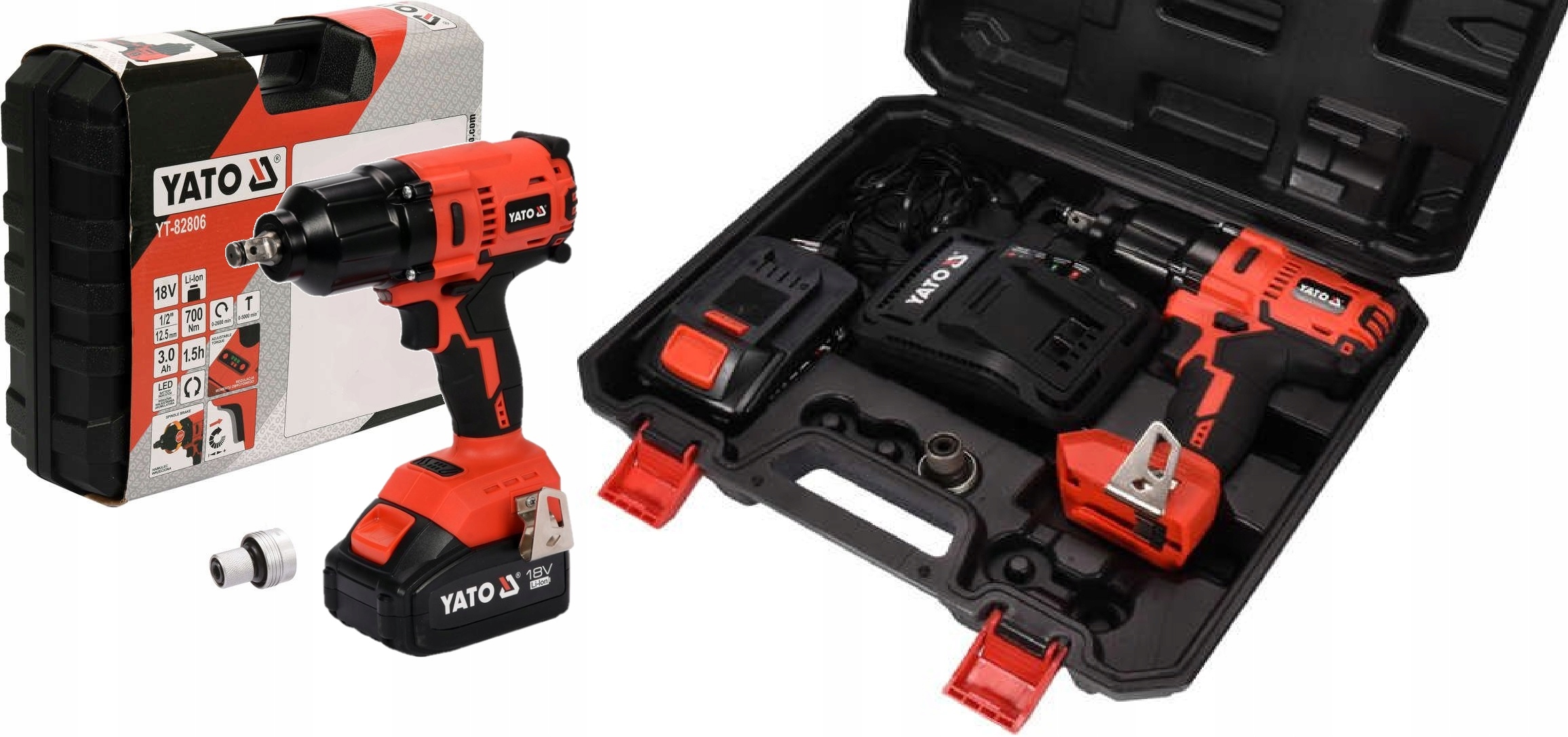 Set Rázový Uťahovák 18V 700 Nm 3Ah Kufor Yato YT-82806