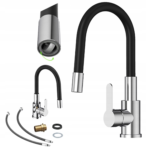 Chromová kuchyňská baterie s flexibilním výtokem Grado Plus, otočný perlátor