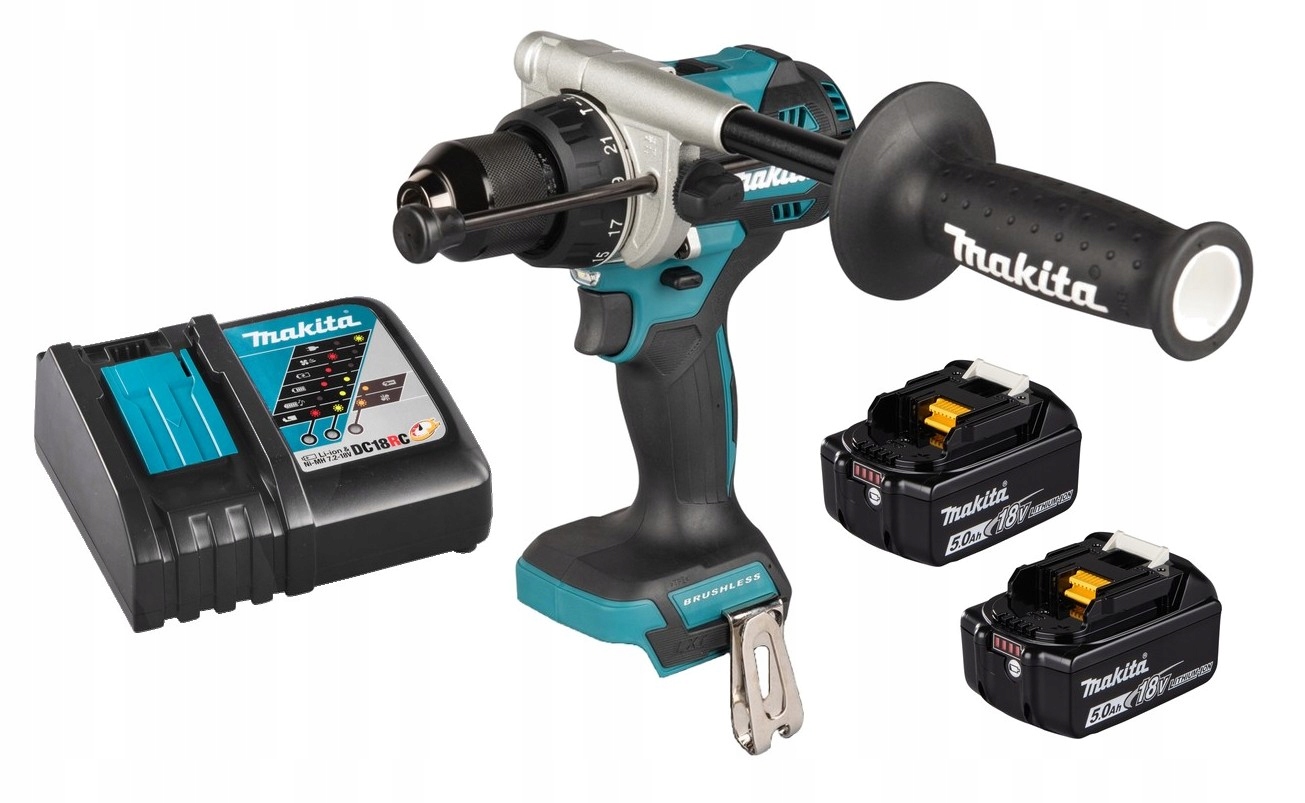 Makita Aku Wiertarko Wkrętarka Udarowa 18V Lxt 2x5Ah BL1850 DC18RC DHP492Z