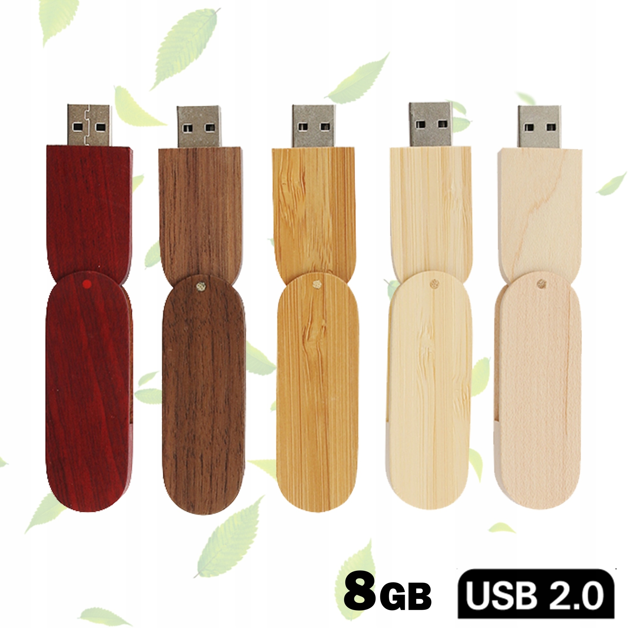 PENDRIVE PAMIĘĆ USB 8GB EKO DREWNIANY Z ZAMKNIĘCIEM - 5 WZORÓW