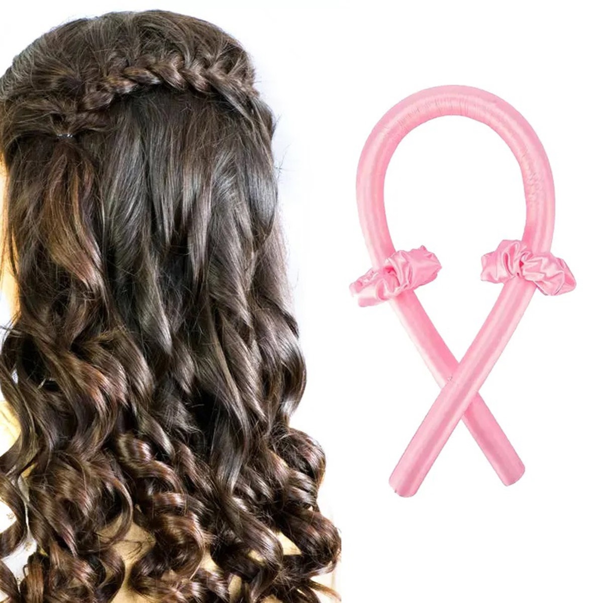 WAŁEK DO KRĘCENIA WŁOSÓW LOKÓW PAPILOTY LOKÓWKA + SPINKA KLAMRA + 2 GUMKI Kolor dominujący odcienie różu
