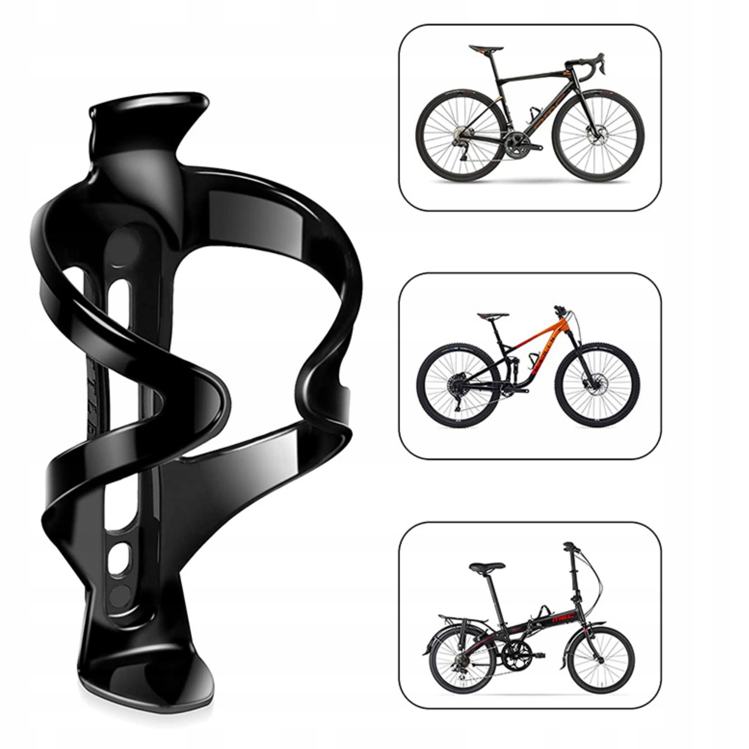 UNIWERSALNY KOSZYK NA BIDON NAPÓJ ROWEROWY CZARNY Waga 20 g