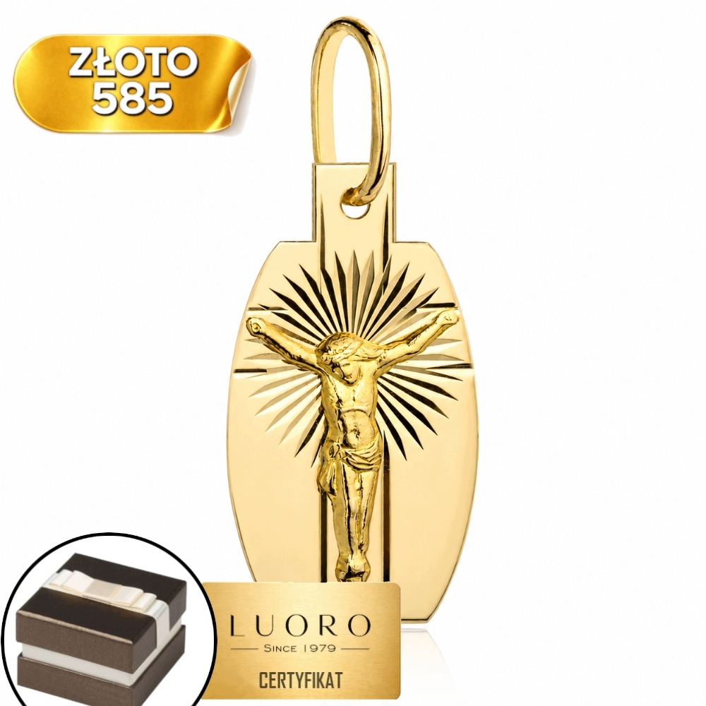 Zlatý Medailon 585 14K Ukřižovaný Ježíš 23 MM Elegantní Dárek