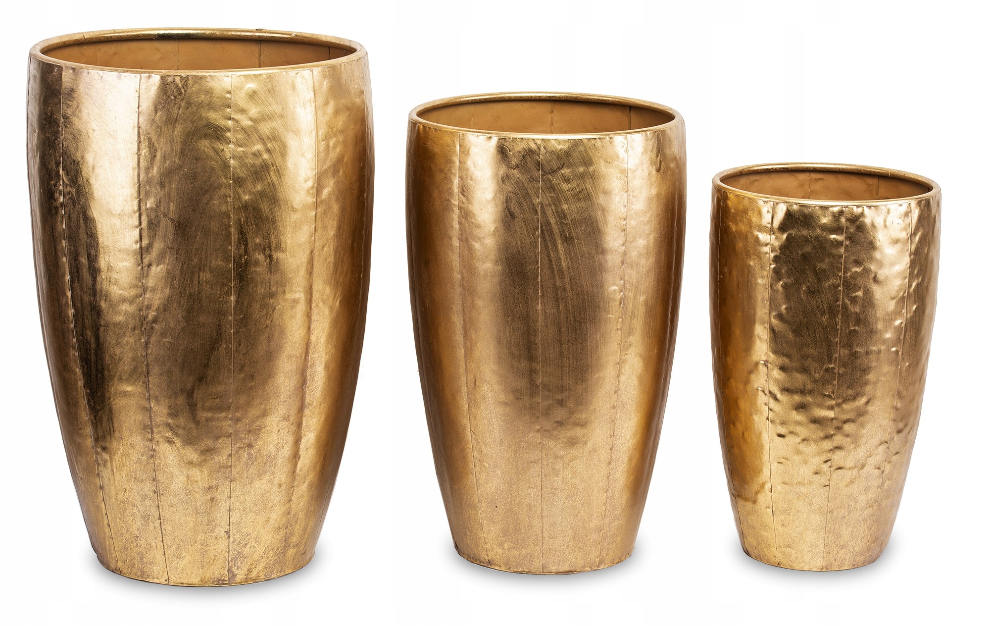 Komplet Zlatá Vysoká Štýlová Kovová Obal Na Kvetináč Kvetináč Sada 3 kusov Loft