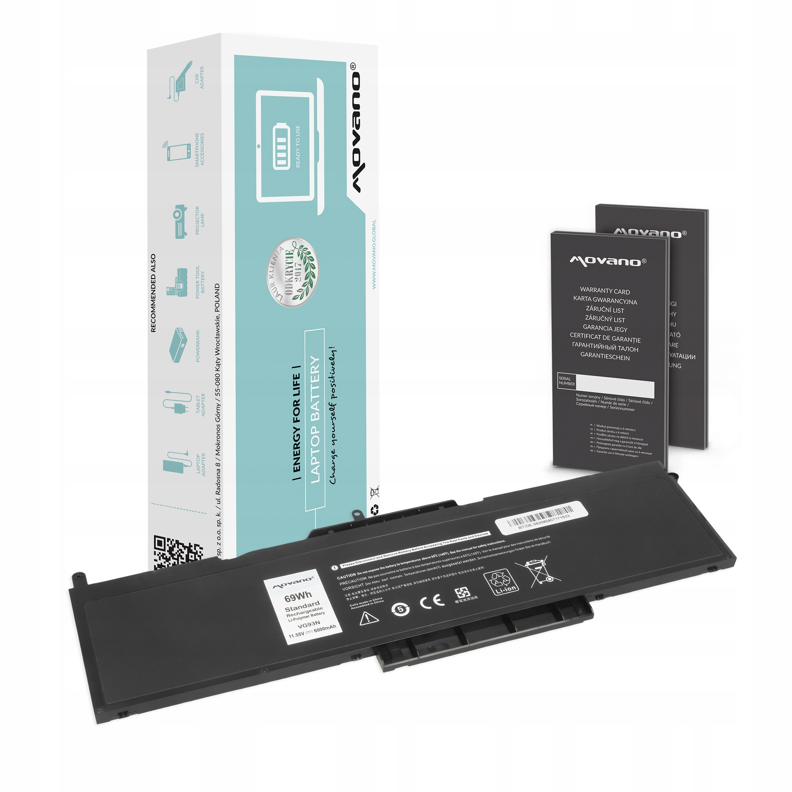 bateria Movano do Dell Latitude 15 (5580) Precision 3520 3530