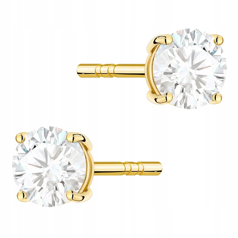 Złote Kolczyki pr. 585 na Sztyft z Diamentami 1,00ct 14k Pudełko