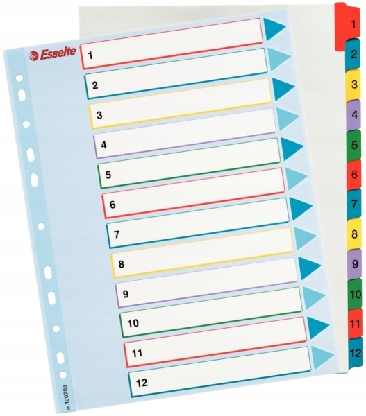 

Przekładki Esselte 1-12 kartonowe Mylar maxi