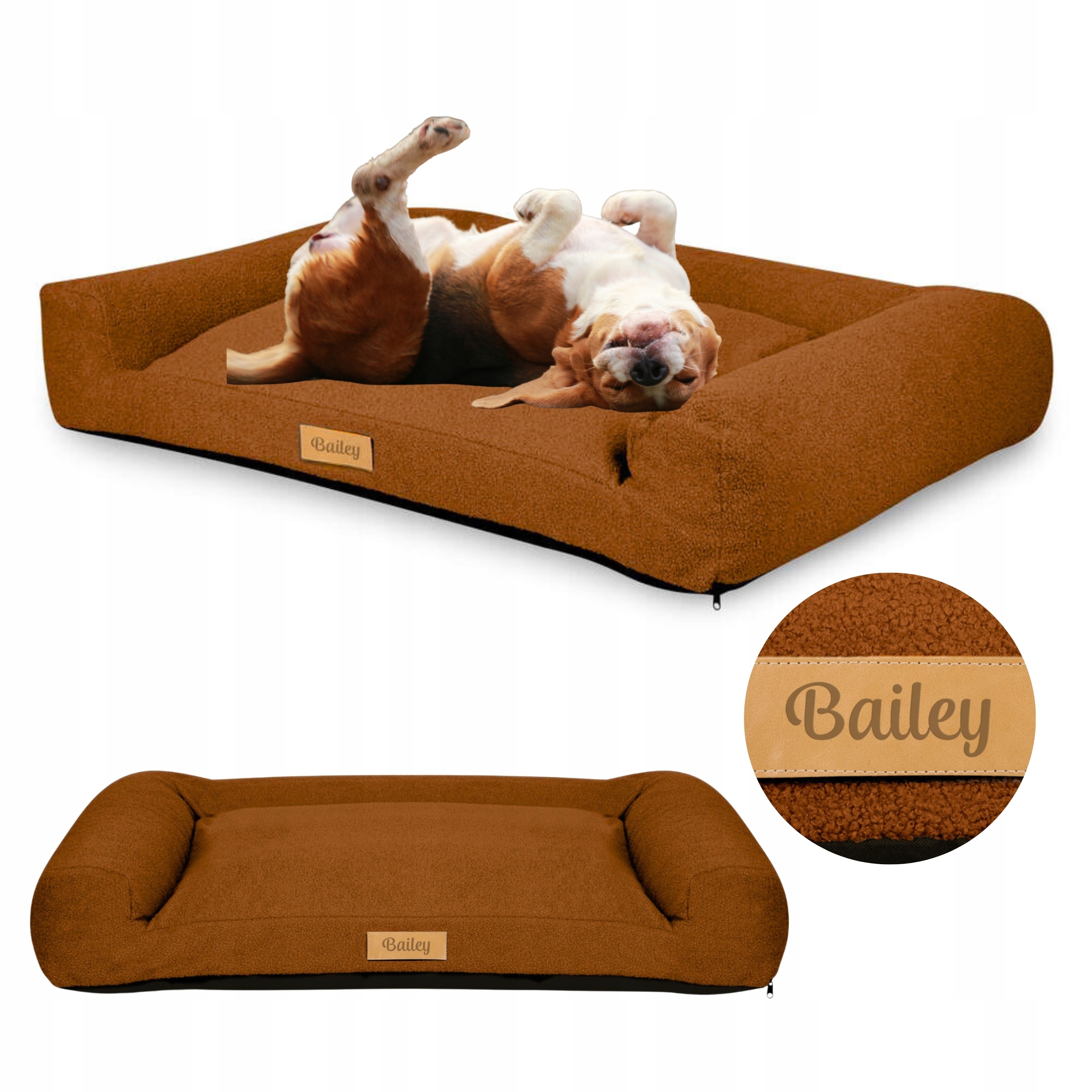 Pelíšek pro psa Potah Pohovka L Beránek s gravírováním Bonus jméno 82x50