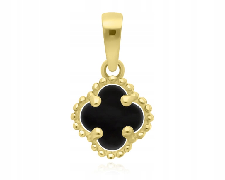 Zlatý přívěsek 585 Čtyřlístek Černý Onyx Přívěsek