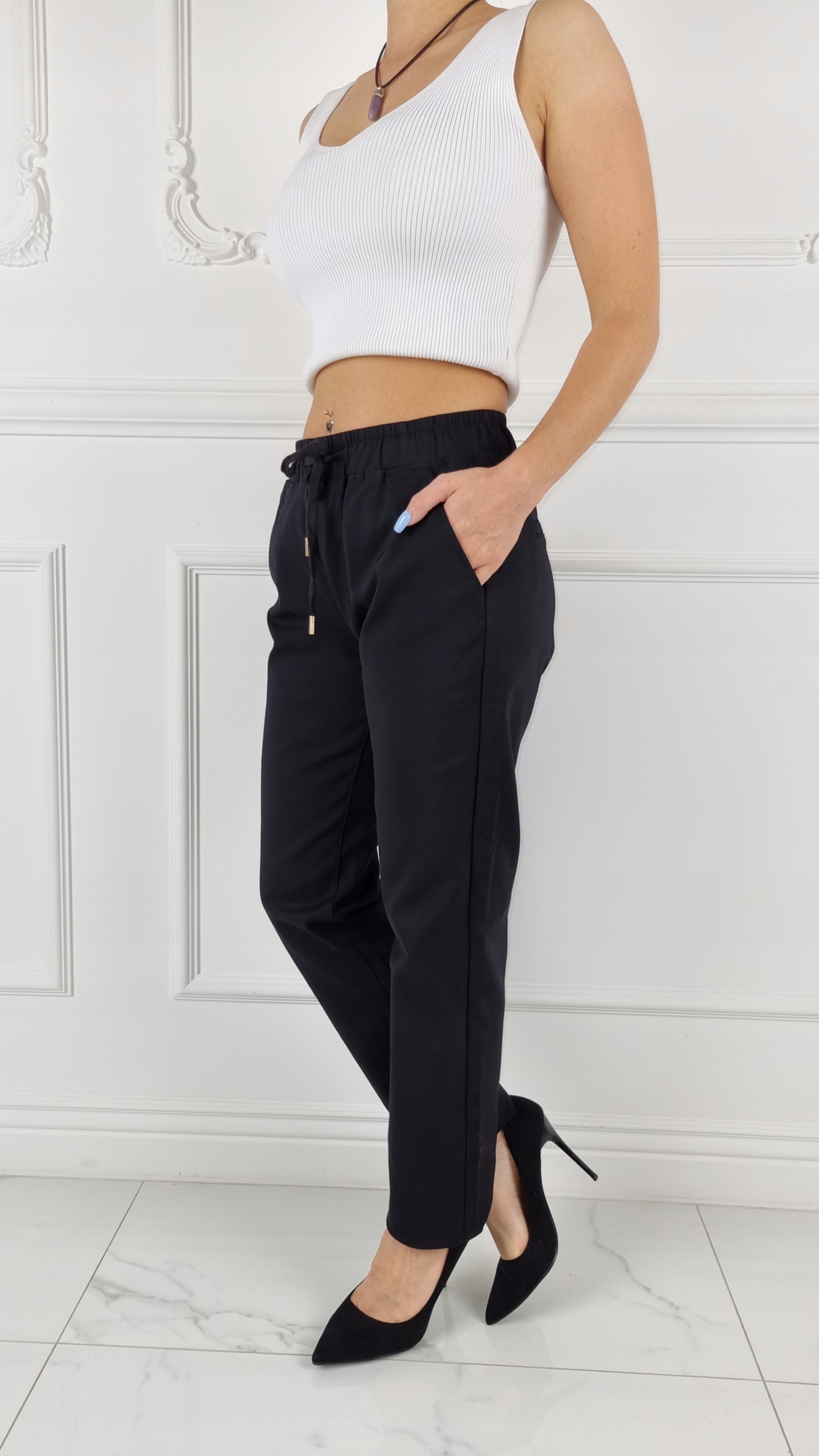 ELEGANCKIE DAMSKIE SPODNIE GUMKA 7/8 Plus-Size Rozmiar 50