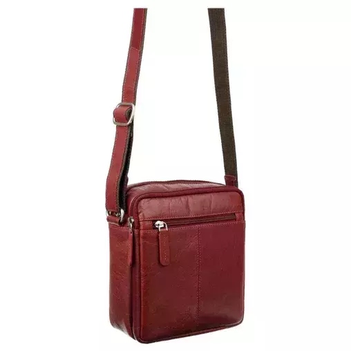 Pánská kabelka Přes Rameno Visconti z přírodní kůže červená S-8