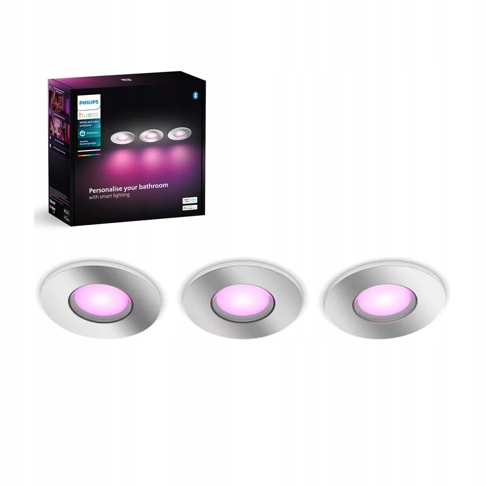 Podomietkové zapustené Led svietidlo 3x4.2W IP44 Cct Rgb Okrúhle Philips Hue