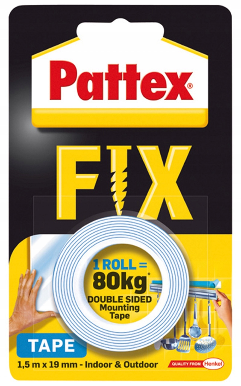 

Pattex Fix Taśma Dwustronna 1,5m Udźwig do 80kg