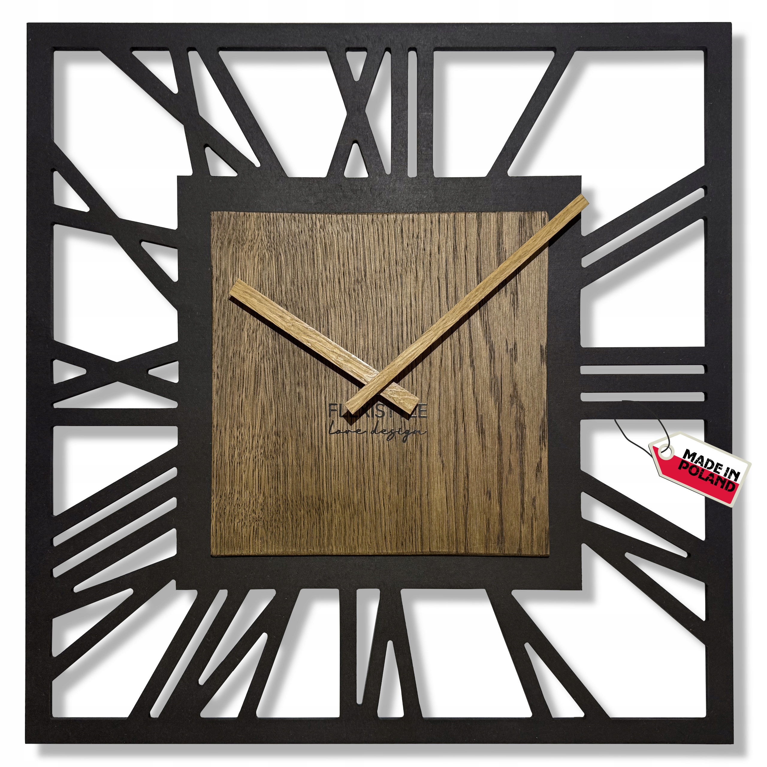 Dřevěné nástěnné hodiny Loft Adulto čtverec 50 x 50 cm do obývacího pokoje kuchyně