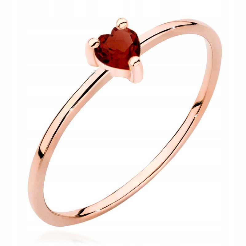 Zlatý Prstýnek 585 s Granátem 0,15 ct Srdce 14k