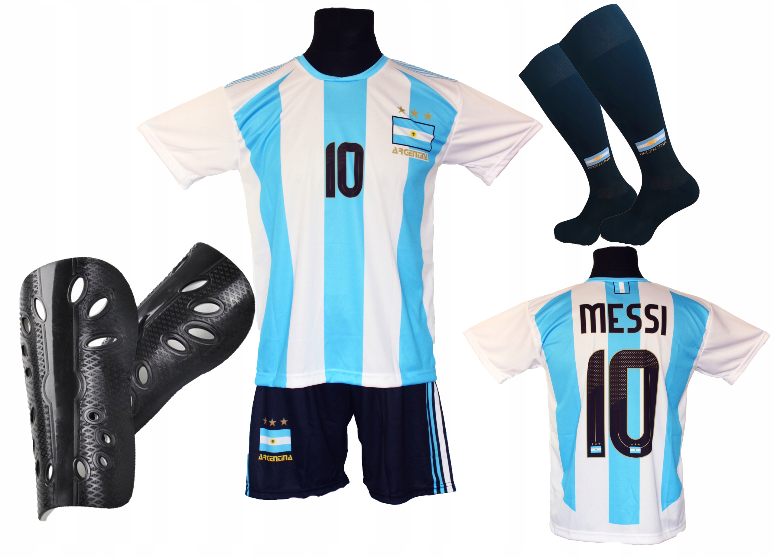 Messi komplet fotbalový dres Argentina vel 122 chrániče