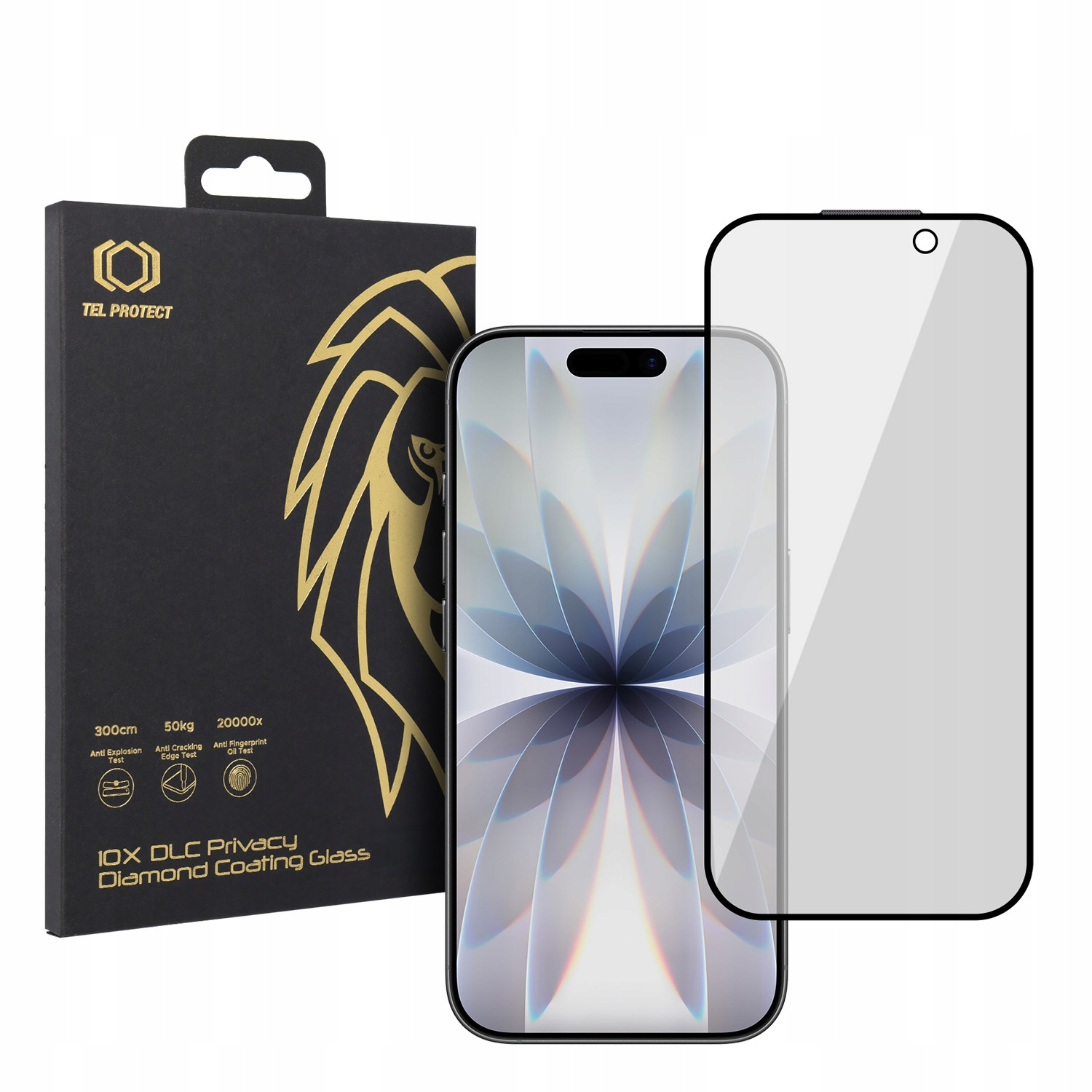 Szkło hartowane iPhone 17/16 Pro Prywatyzujące 10X DLC Diamond Coating