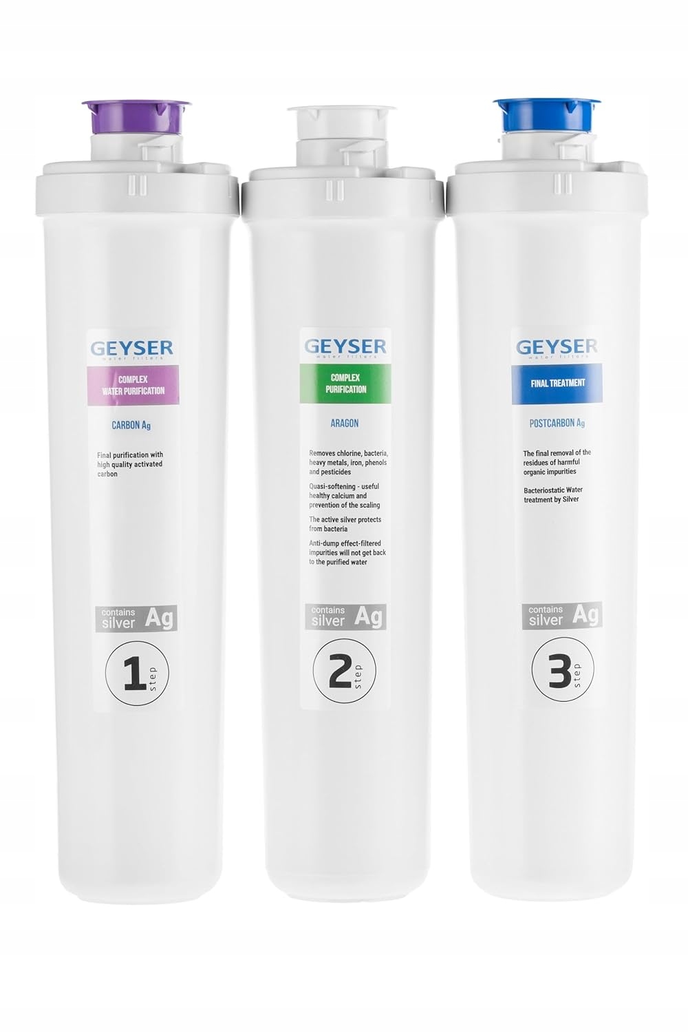 Geyser Zestaw Filtrów 1 2 3 Ag Do Wody Aragon Carbon Postcarbon