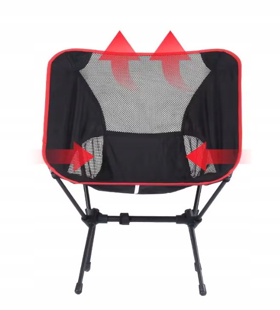 KRZESŁO TURYSTYCZNE WĘDKARSKIE Z OPARCIEM LEKKIE SKŁADANE POKROWIEC Model ODCIEŃ CZERWIENI