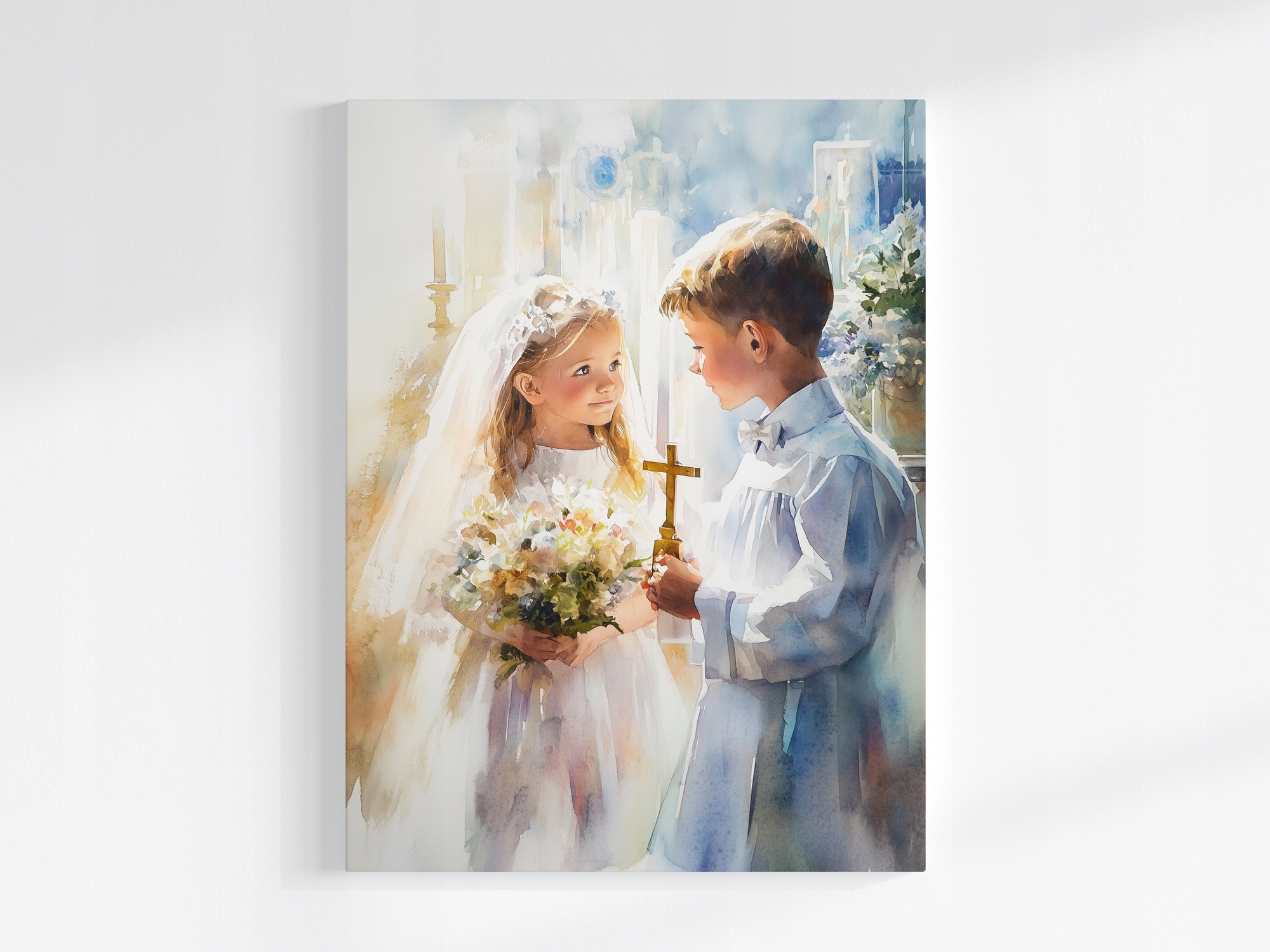 Obraz Na Plátně Canvas Svaté Přijímání Svatá Akvarel Děti Suvenýr 75x100