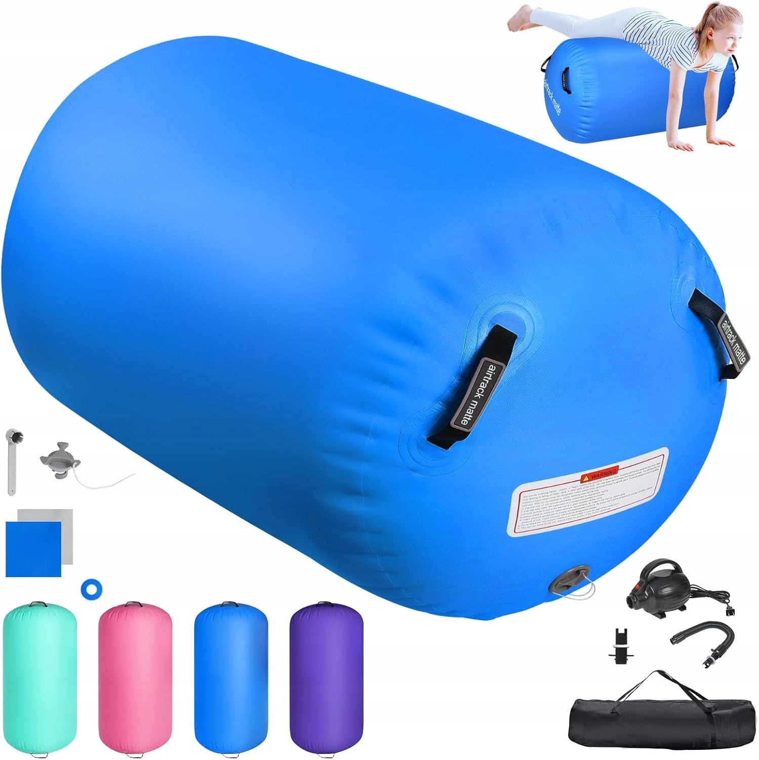 Airtrack Matte – Nadmuchiwany Roller wałek Gimnastyczny 120x100 cm