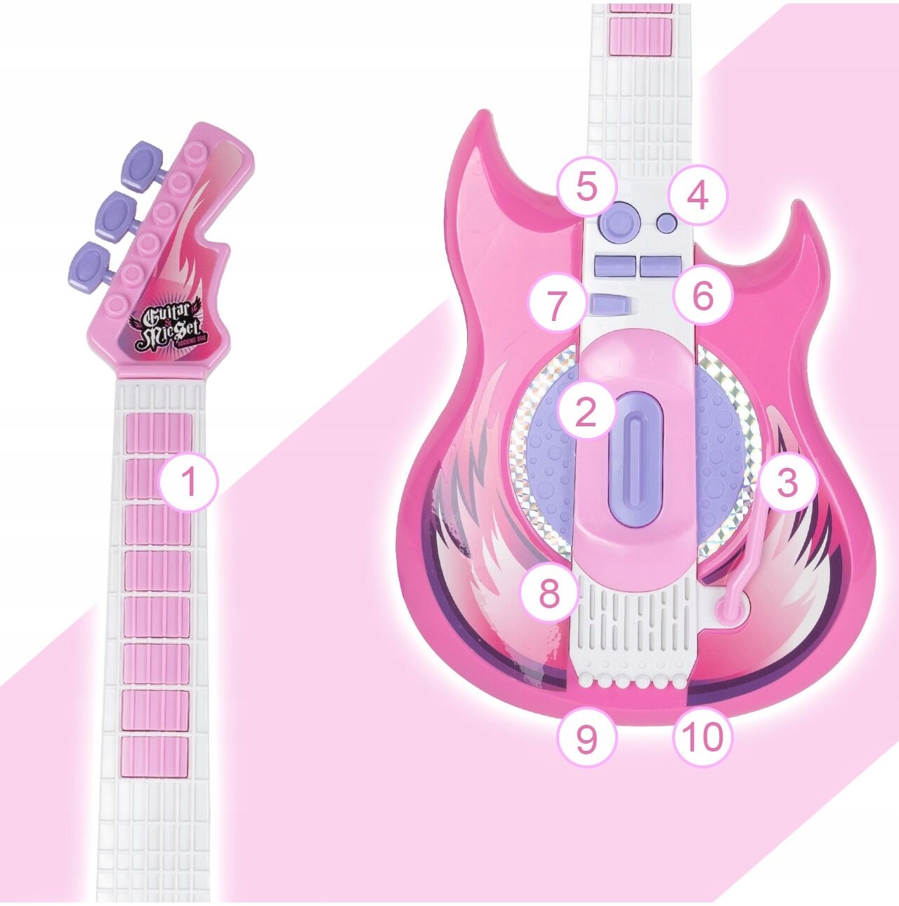 GITARA ELEKTRYCZNA + MIKROFON KARAOKE NA STATYWIE INSTRUMENT DLA DZIECI Marka Stator