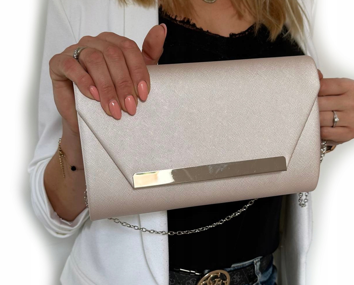 PIĘKNA TOREBKA KOPERTÓWKA wizytowa szampański Styl wizytowy