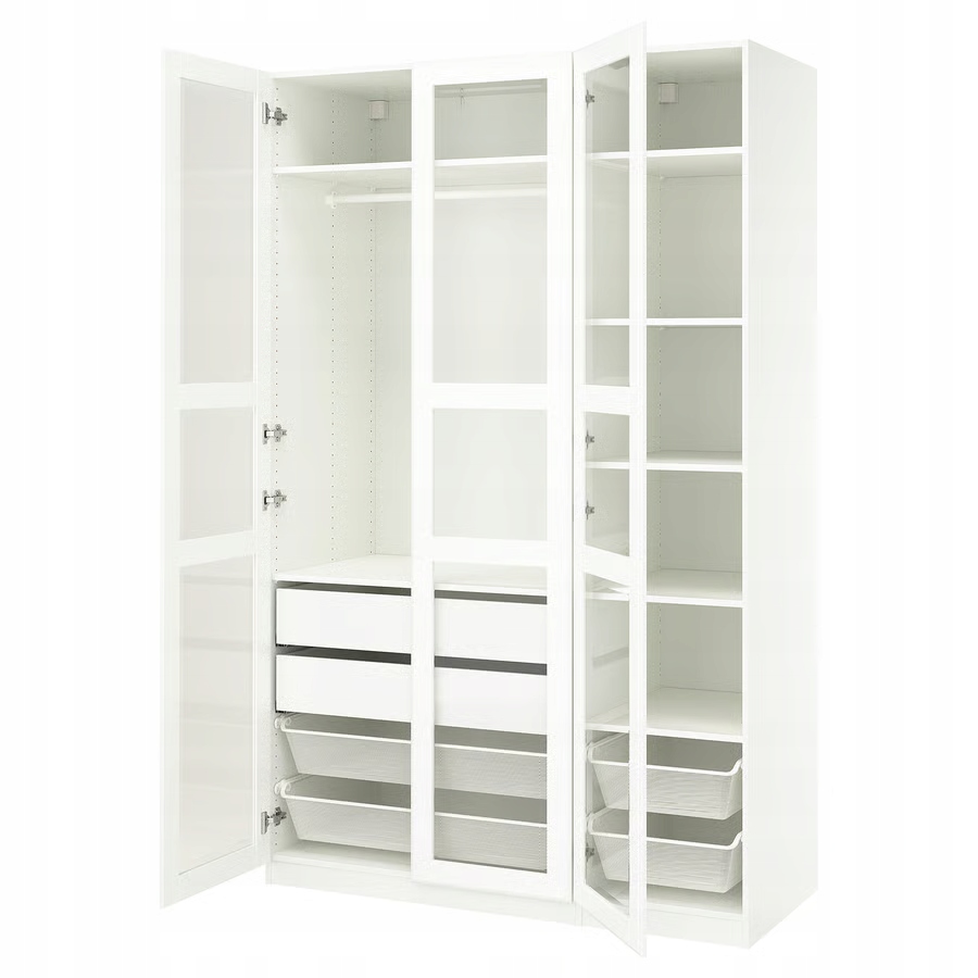 Ikea Pax Tyssedal Kombinacja szafy, biały/biały szkło, 150x60x236 cm