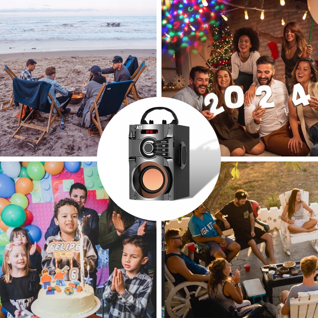 GŁOŚNIK BEZPRZEWODOWY BLUETOOTH RADIO PRZENOŚNY FM Wysokość produktu 19 cm