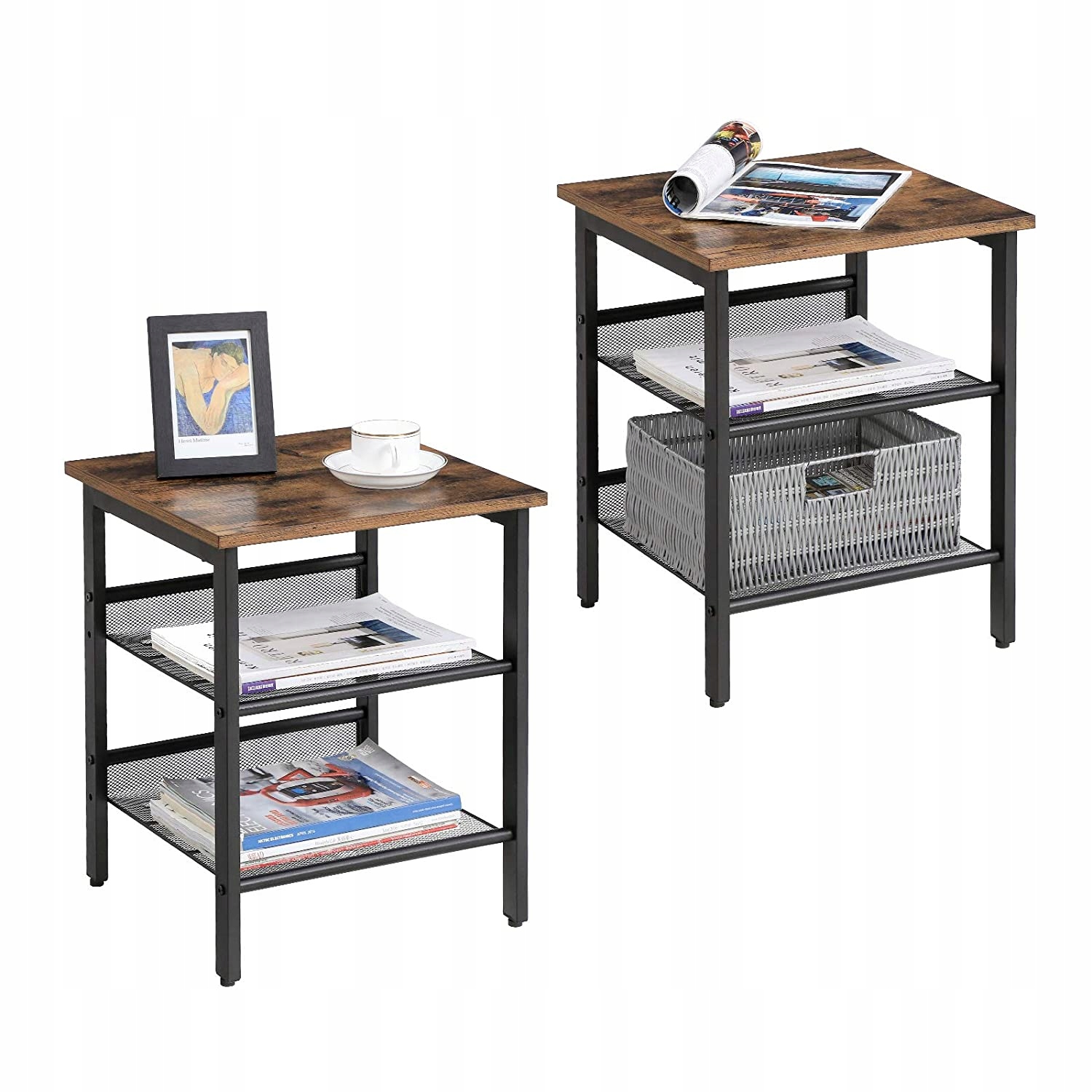 Noční Stolek Boční konferenční Stolek s poličkou 2 kusy do ložnice obývacího pokoje 40 cm