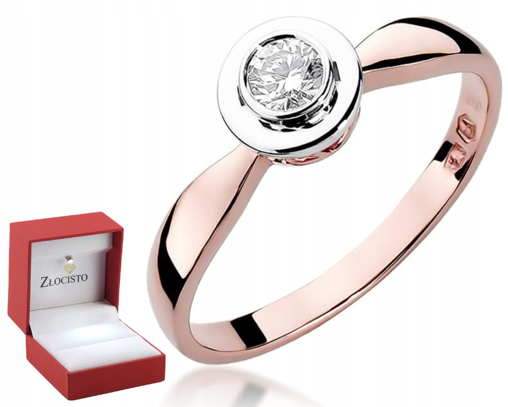 Růžové zlato prstýnek Briliant 0,20 Ct Klasika