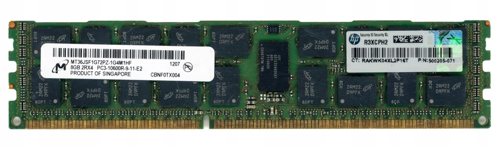 Hp 500205-071 8GB DDR3 1333MHz Reg Ecc MT36JSF1G72PZ-1G4M1HF