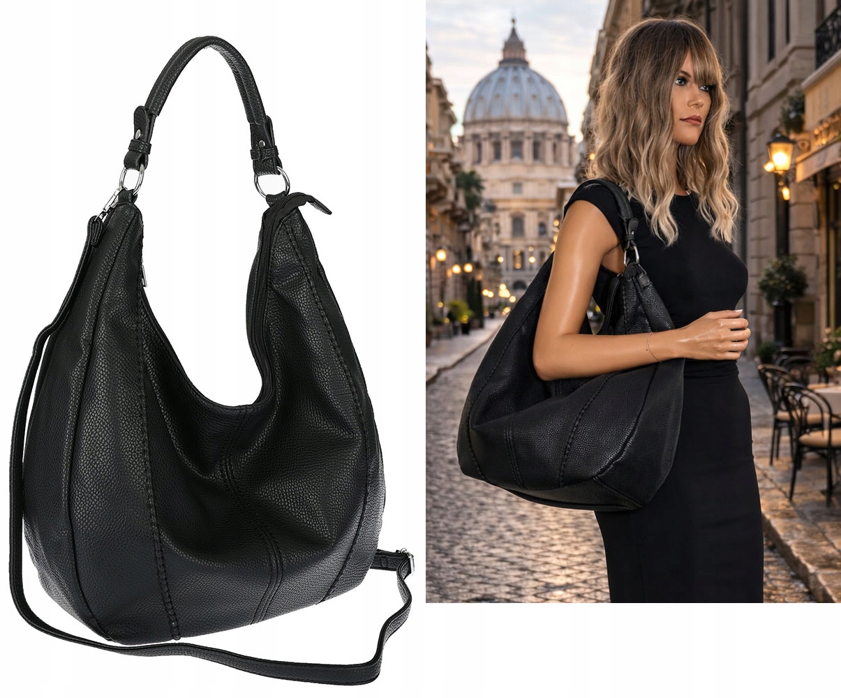 Dámská kabelka shopper prostorná přes rameno módní taška LH6008 Černá