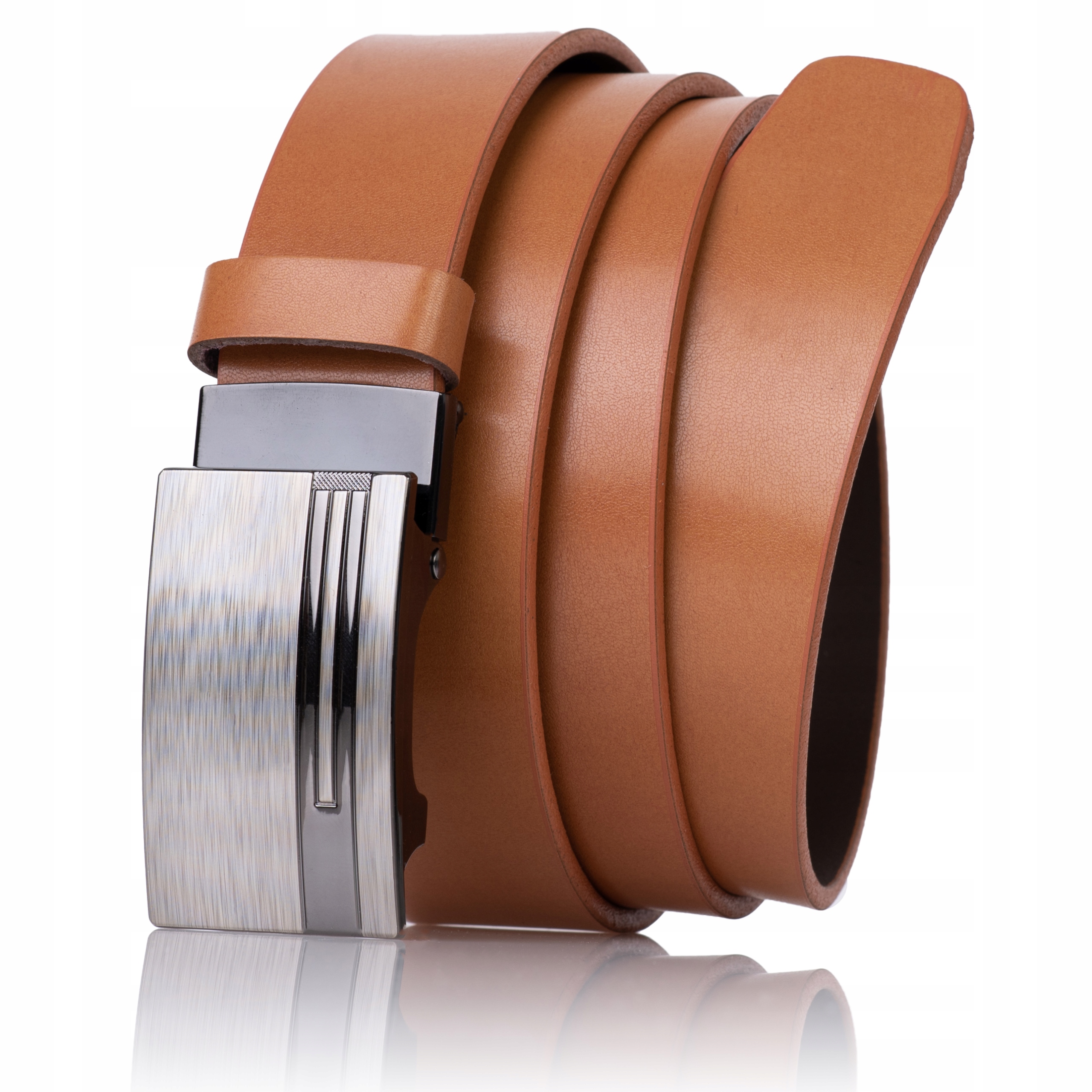 Pasek SKÓRZANY męski Klamra automat RUDY do spodni Stan opakowania oryginalne