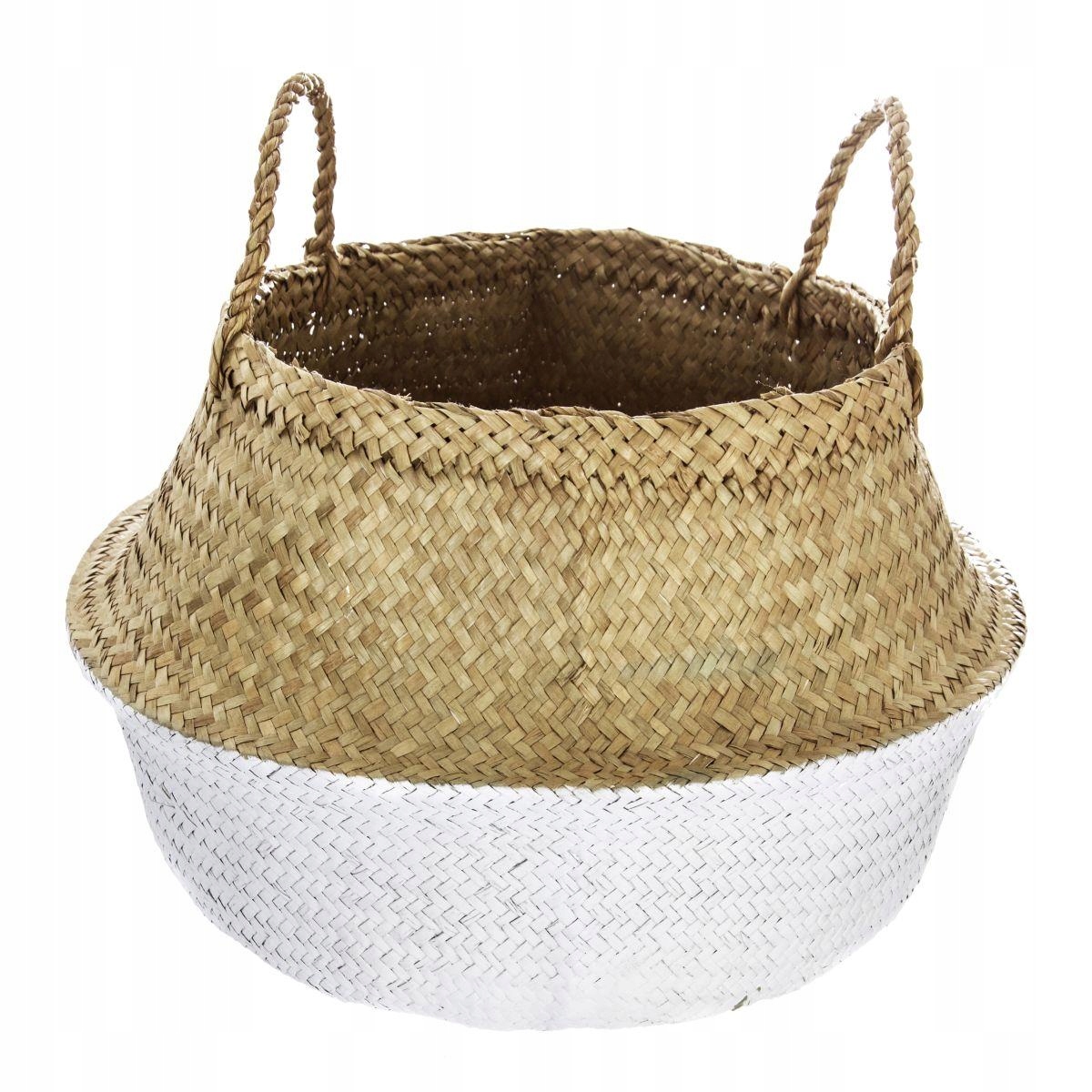 

Naturalny kosz osłonka z trawy morskiej biały 40cm