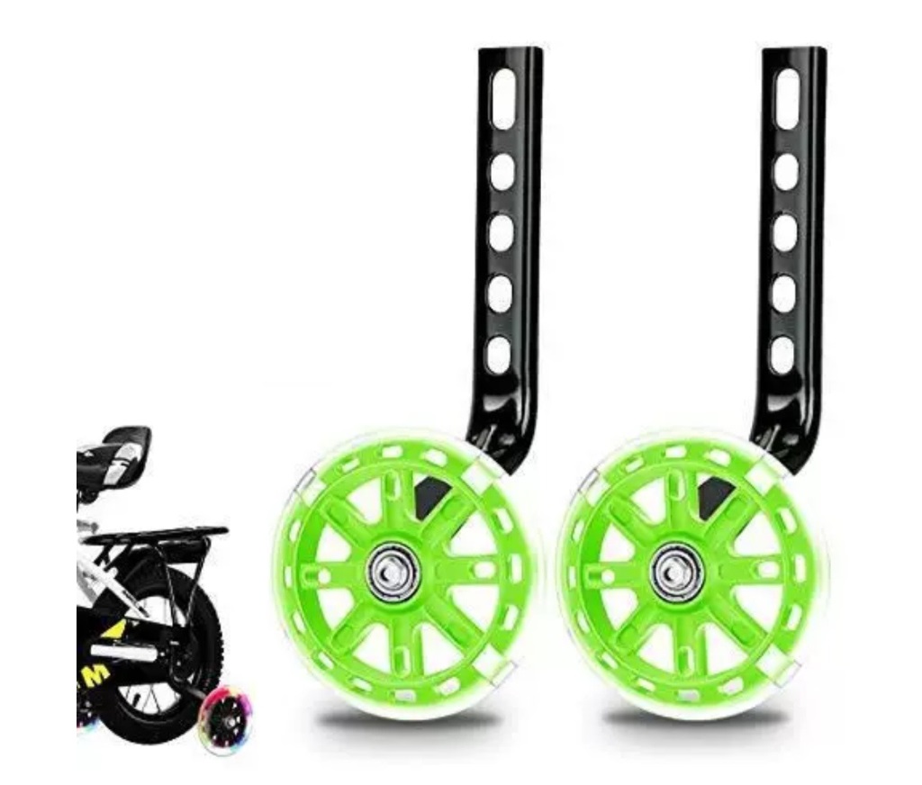 KÓŁKA BOCZNE PODPOROWE DO ROWERU LED DLA DZIECI ZIELONE
