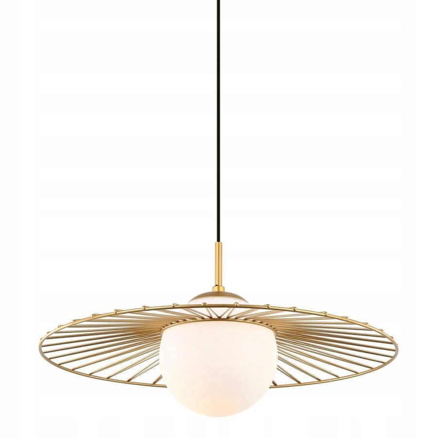 Zlatá závesná lampa Sally mliečna drôtená guľa