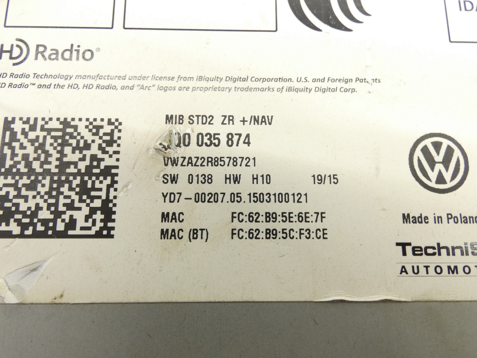 card reader SD MULTIMEDIA navigation devices MMI VW PASSAT B8 GOLF VII 3Q0035874