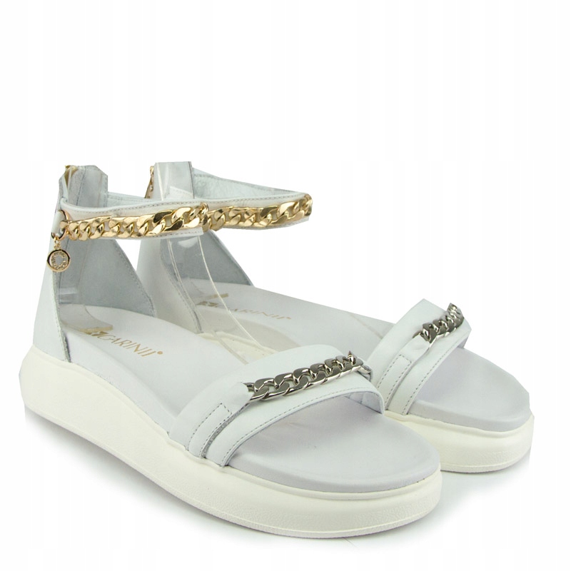 CARINII B7249 SANDAŁY KOTURN SKÓRA LICO BIAŁE 36 Rozmiar 36