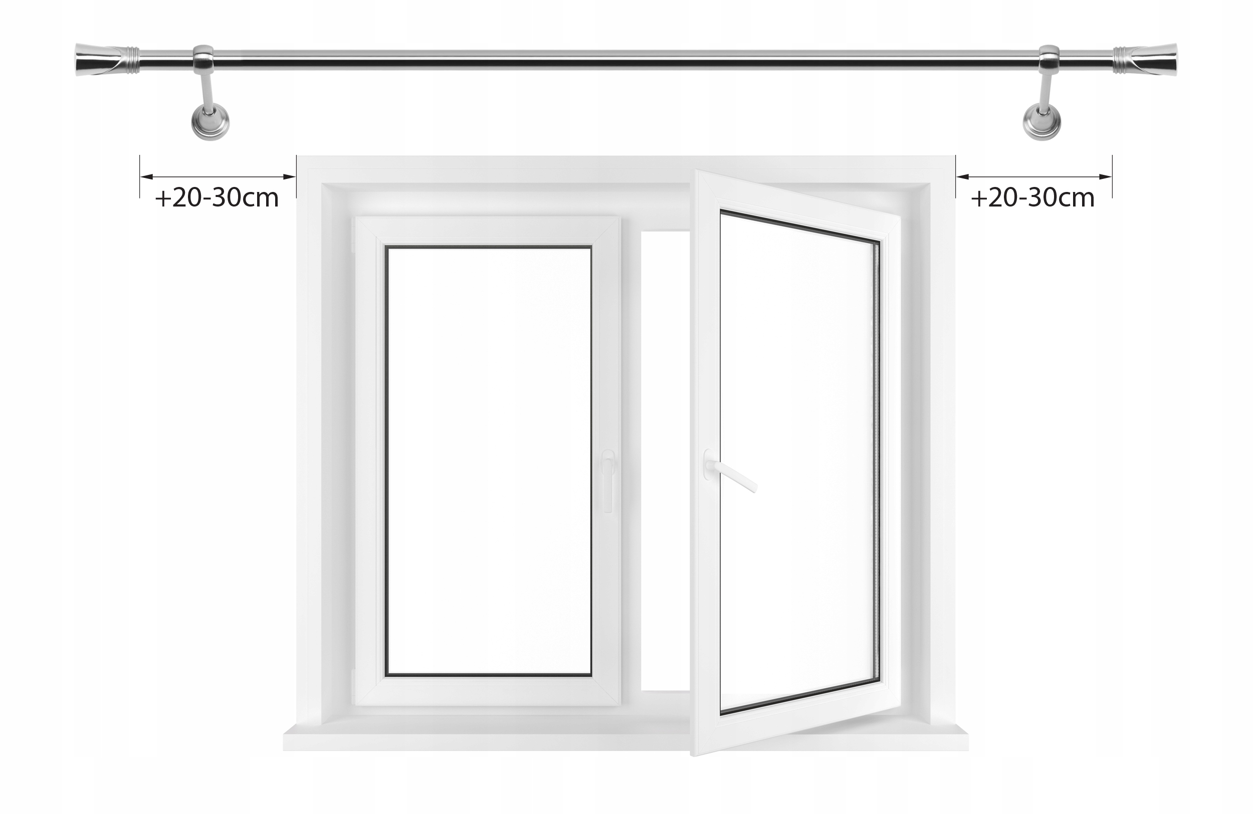 KARNISZ PODWÓJNY 300 CM 25+19 MM CICHE KÓŁKA 3 KOLORY WYBÓR ZAKOŃCZEŃ RENA Długość drążka 300 cm