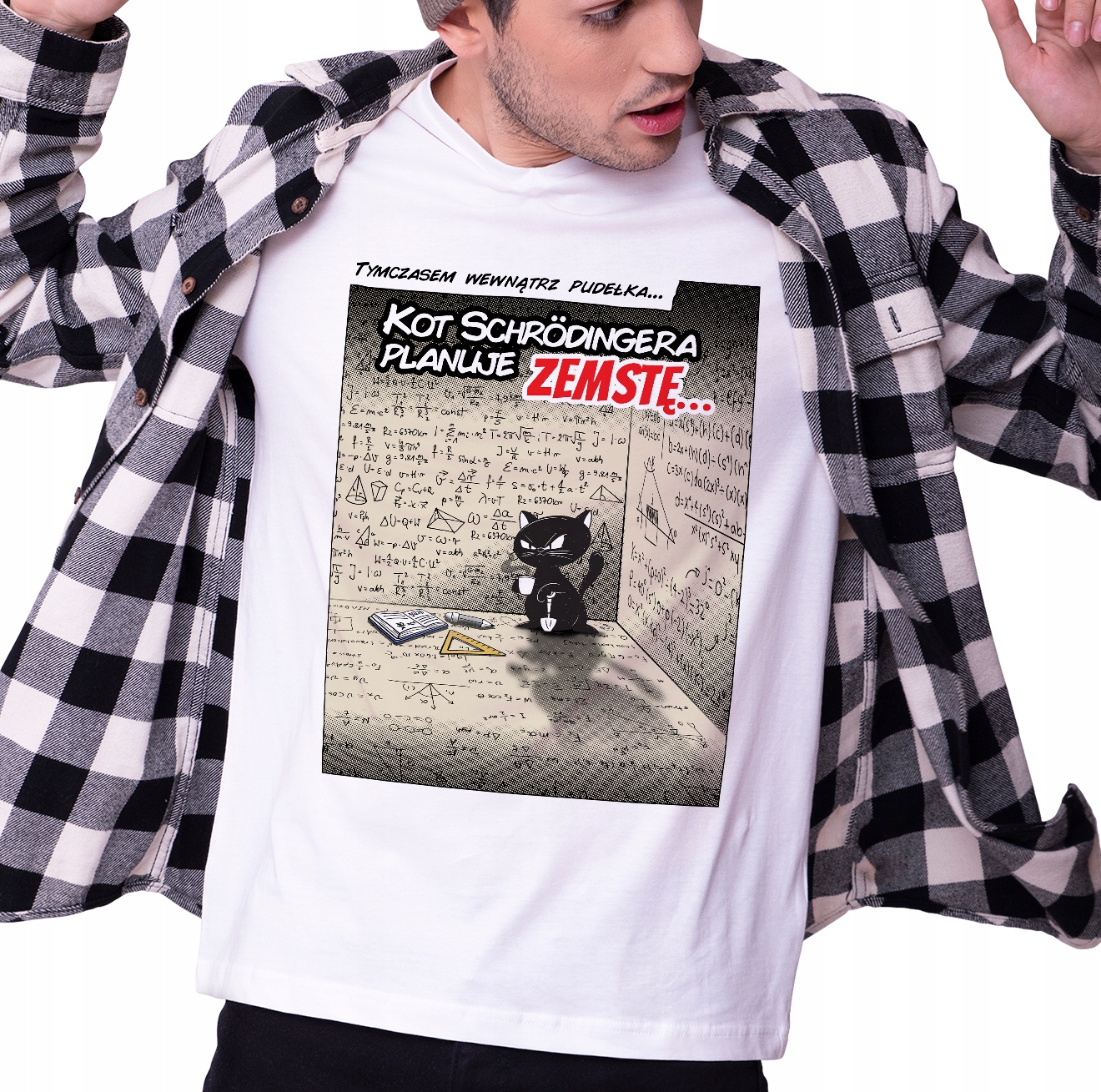 

Kot Schrödingera Koszulka dla geeka Nauka M