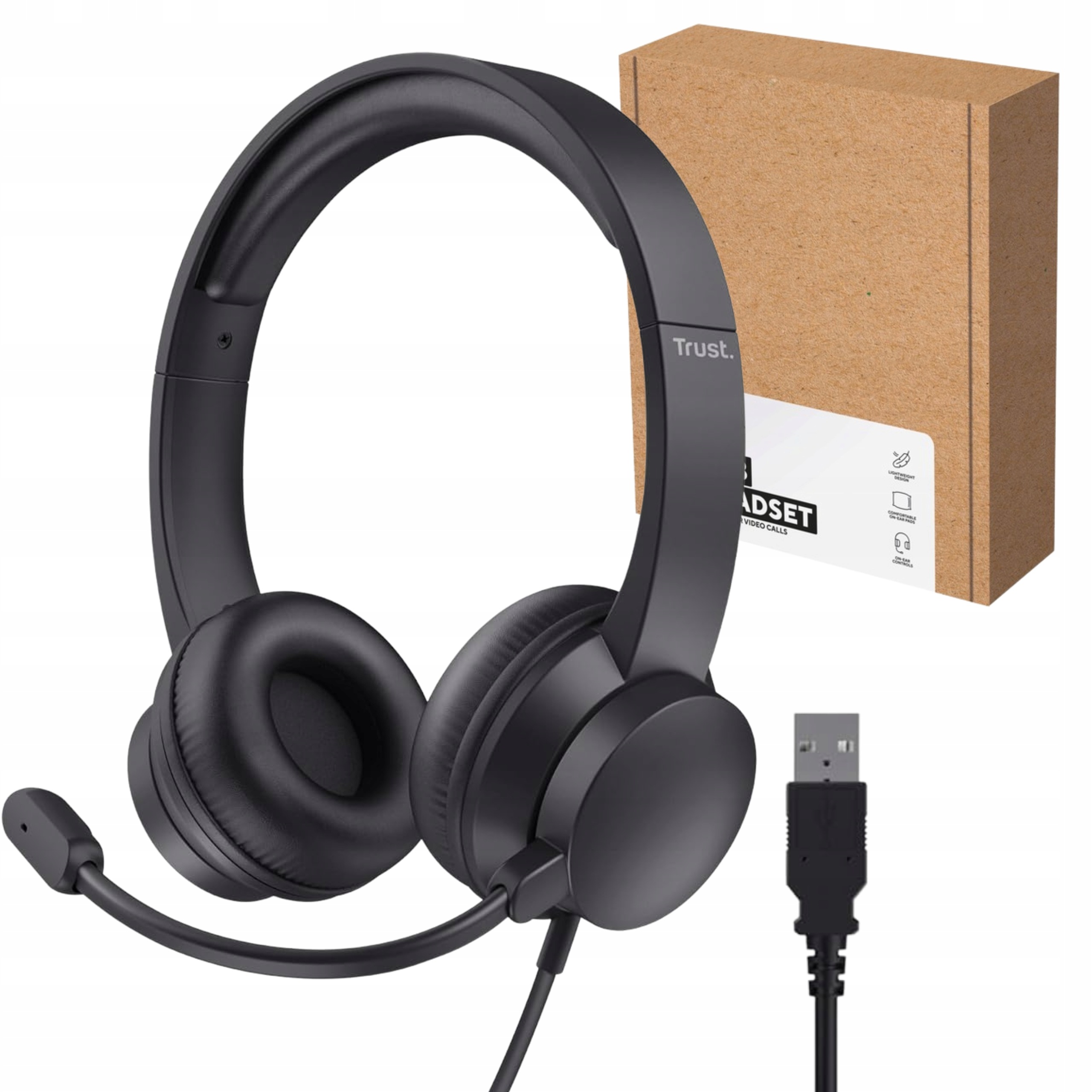 Trust Roha II Słuchawki z mikrofonem Usb do Pc laptopa czarne 1,8 m