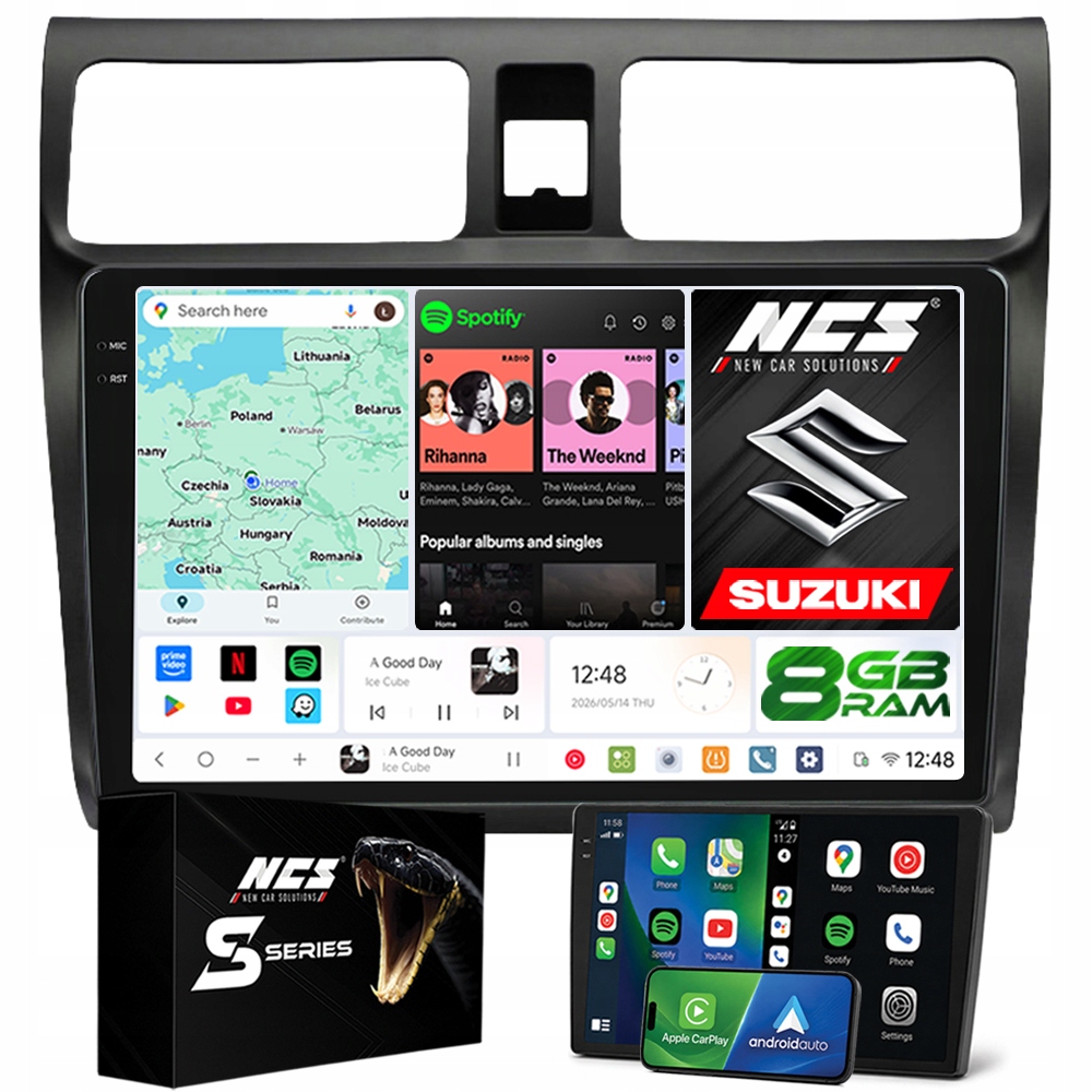 Rádio Navigace Ncs DS10 Suzuki Swift IV 2004-2010 Android 8GB Lte 10″