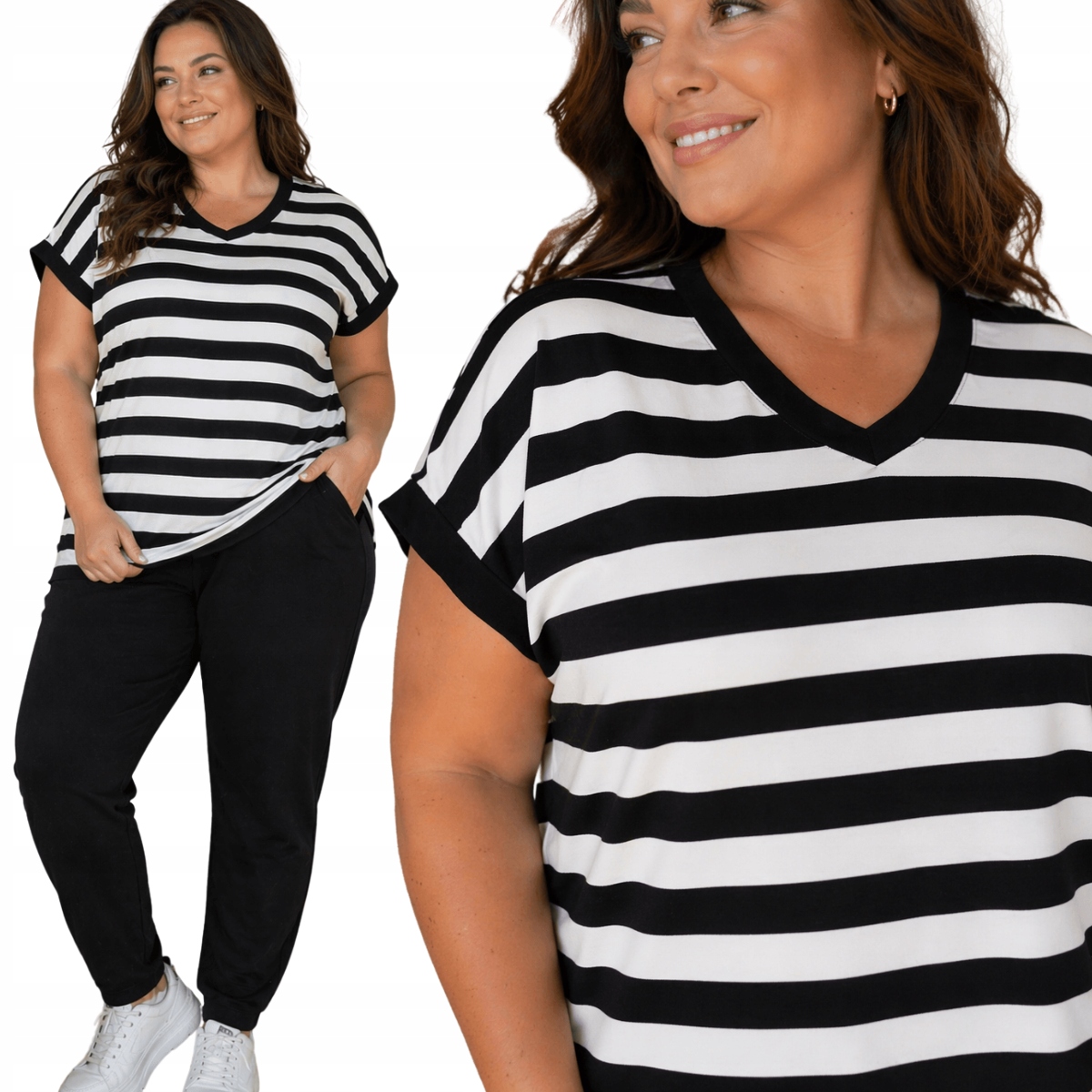 Dámský bavlněný komplet s krátkým rukávem plus size 573 XXL/3XL 44/46