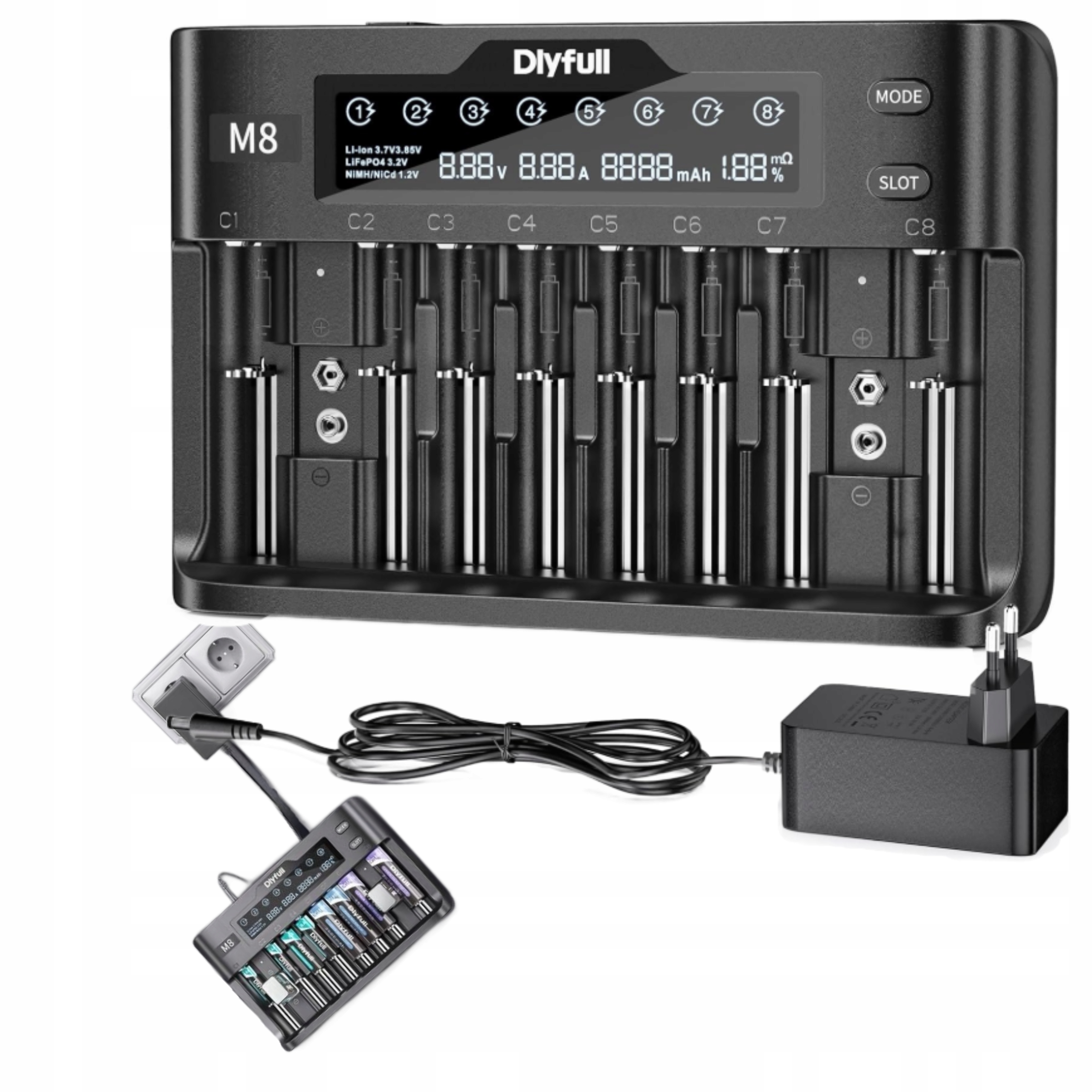Univerzální LCD nabíječka pro akumulátory 18650 Aa Aaa Li-ion displej