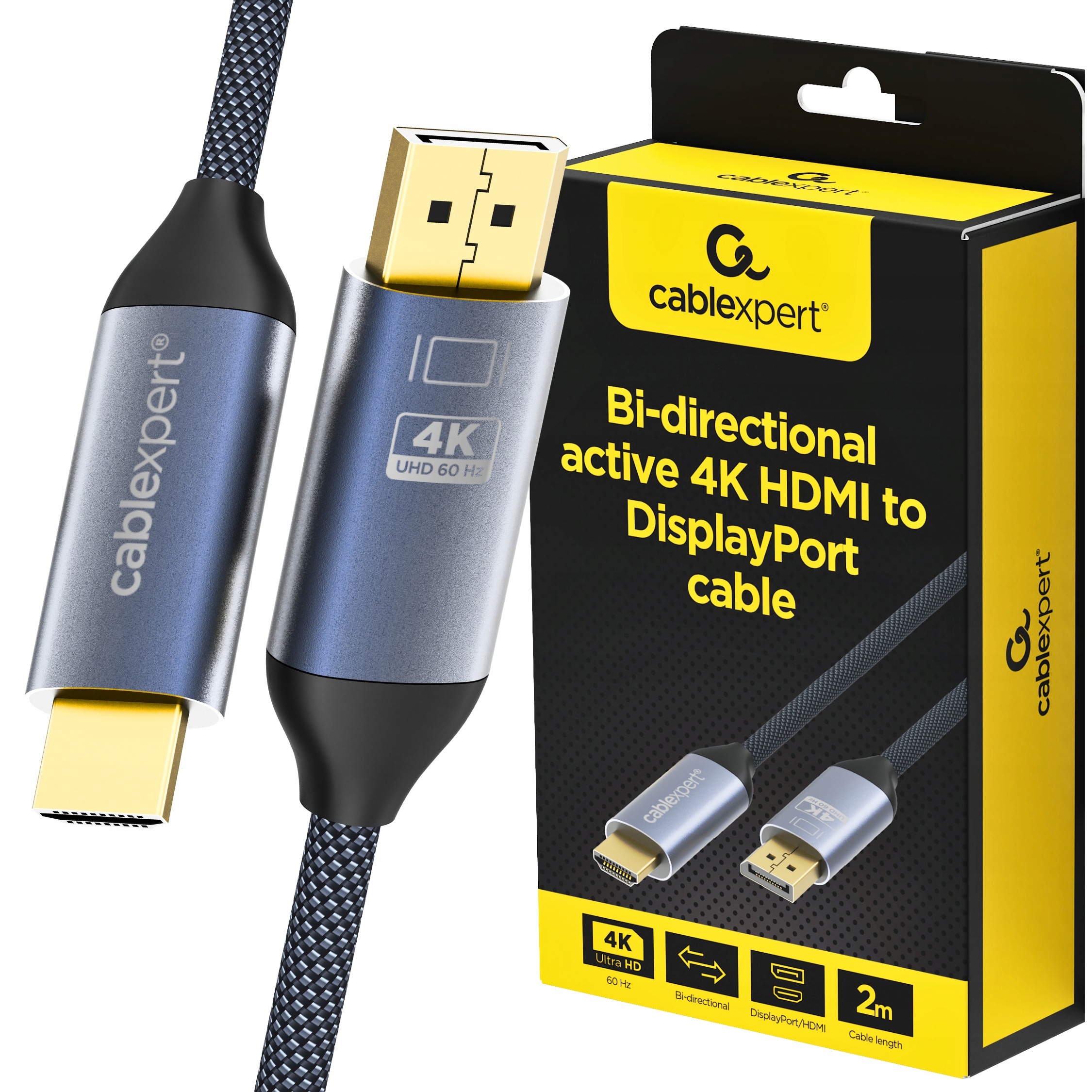 Kabel Hdmi do DisplayPort 1.2 Dwukierunkowy Adapter Hdmi Dp 4K 60HZ 2M
