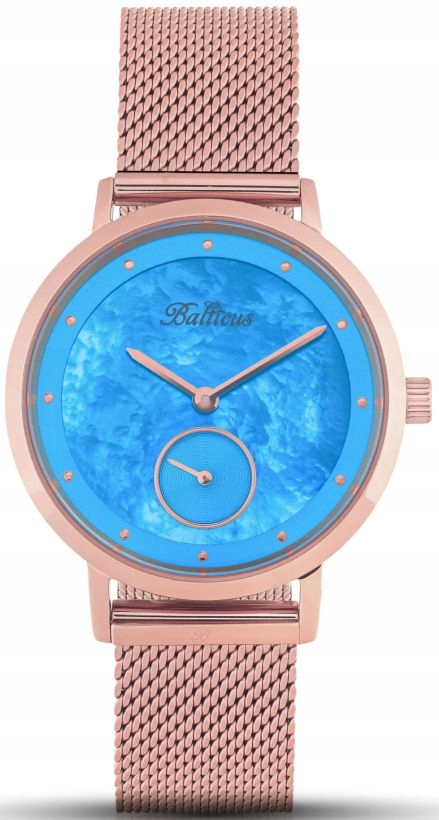 Elegantní Polský Dámské Hodinky Balticus Růžovo-zlatá Perla Pásek Set