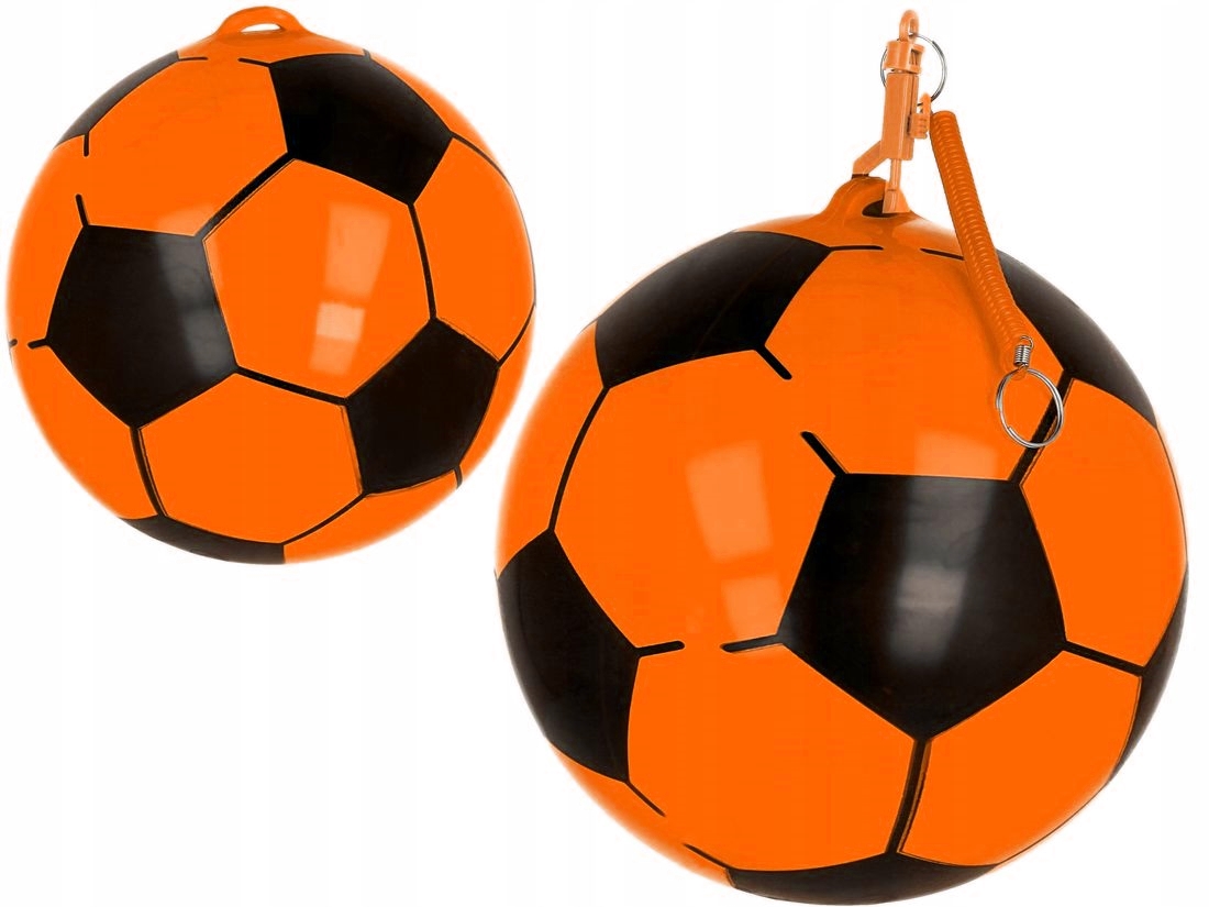 PIŁKA NA SPRĘŻYNIE GUMOWA DUŻA POMARAŃCZOWA