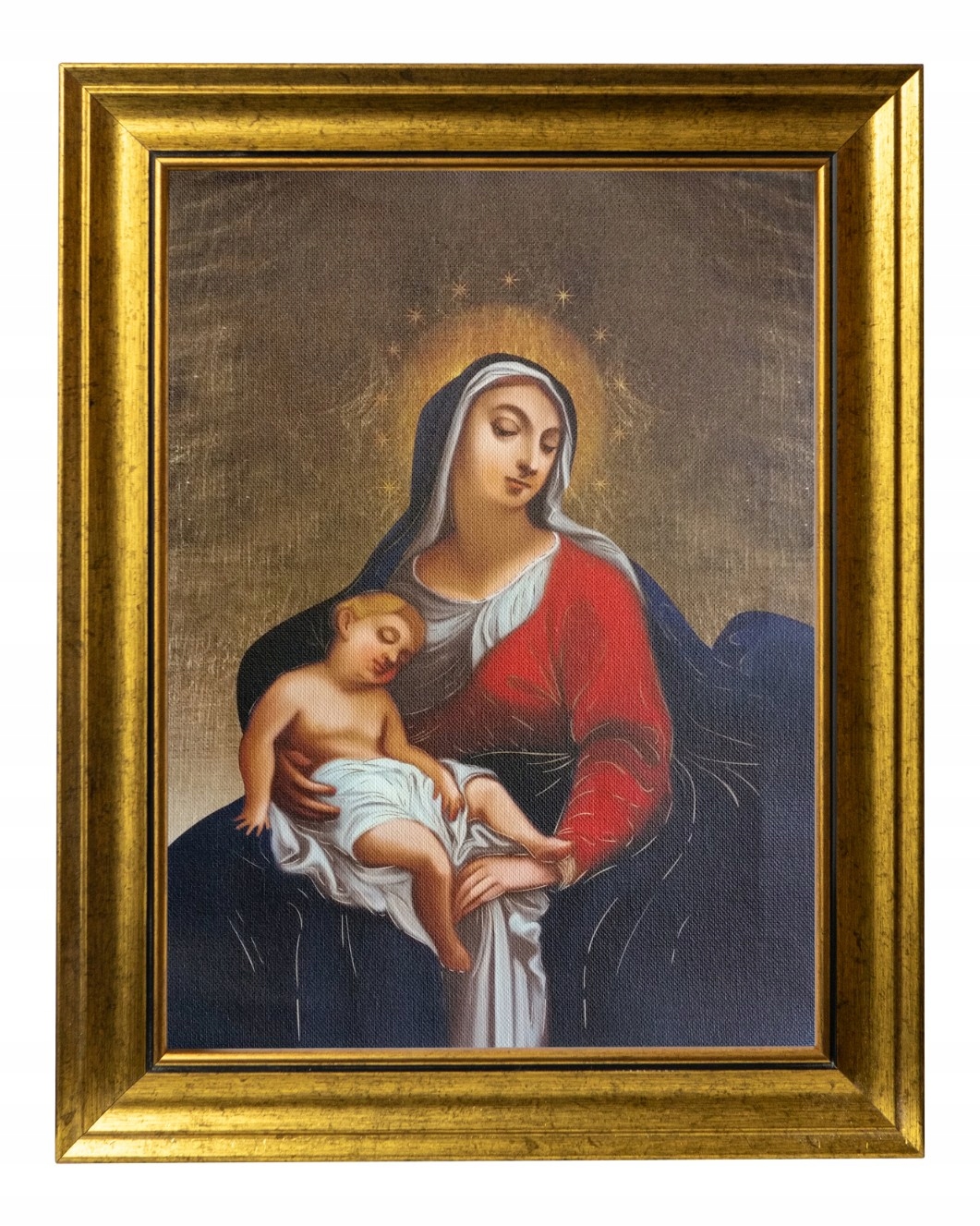 Matka Boží S Dítětem Obraz Na Plátně Ve Zlatém Rámu 30X40