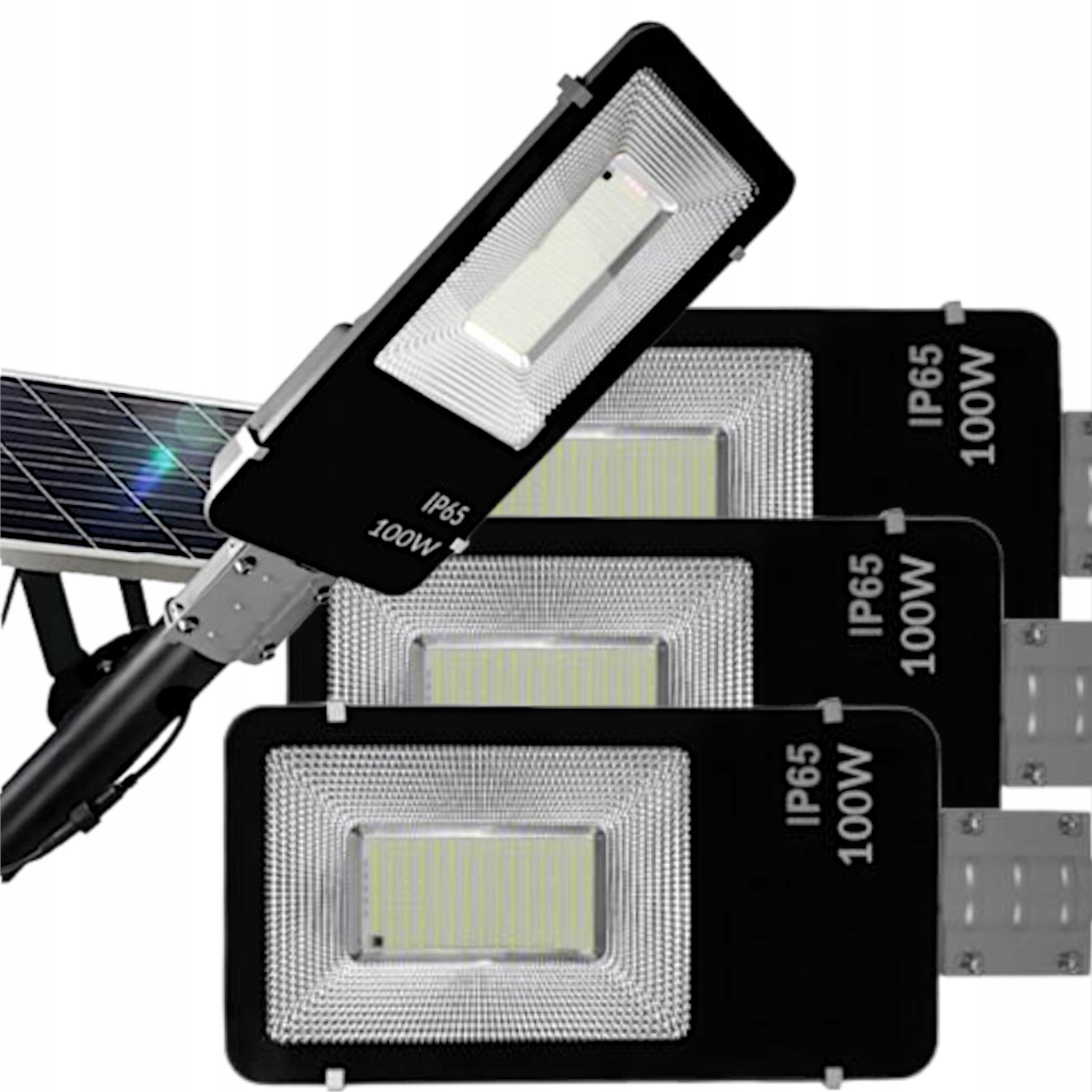 4X Solární Lampa Led 100W Lampa Na Terasa Balkon Senzor Soumraku Dálkové Ovládání